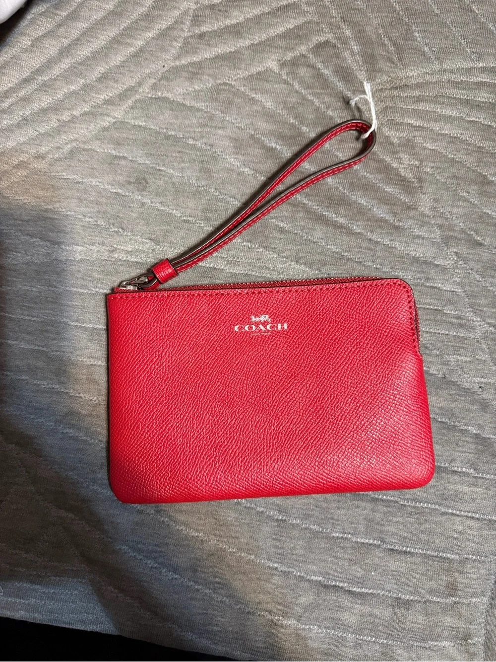 Coach Bright Red Leather Wristlet with Strap